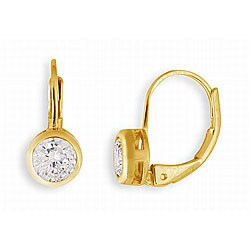 14k Gold Overlay Cubic Zirconia Earrings