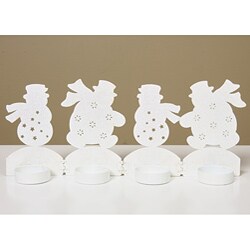 Sparkling Four Snowmen Tealight Candleholder