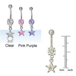 Surgical Steel 14-gauge CZ Star Belly Ring