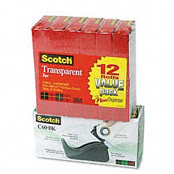 3M Tape Dispenser with Scotch Tape (12 Rolls)