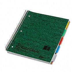 Wirebound 5-subject Write-on Tab Notebook