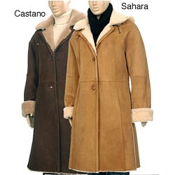 Aston Women's Hooded Shearling Car Coat