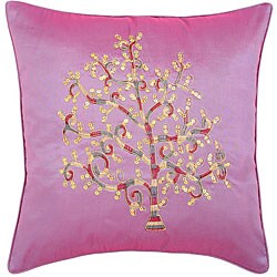 Decorative Asian Bodhi Tree Purple Cushion Cover