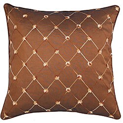 Brown Diamond Embroidered Cushion Cover