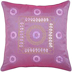 Decorative Gold Stitch Design Purple Cushion Cover
