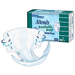 Attends Breathable Medium Extra Absorbent Briefs (Case of 96)