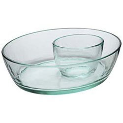 Luigi Bormioli Green Oval Chip and Dip Bowl Set