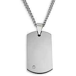 Tungsten Carbide Diamond Dog Tag Necklace