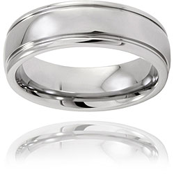Tungsten
 Carbide Grooved Men's Wedding Band