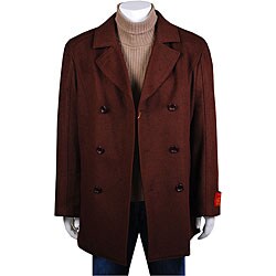 Mantoni Men's Brown Wool and Cashmere Peacoat