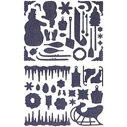 Glimmer Chips Embossed 'Frosty Memories' Printed Chipboard Shapes