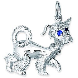 Sterling Silver Sapphire Whimsical Dog Charm
