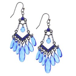 Romantic Nights Long Blue Chandelier Earrings