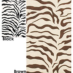 Handmade Alexa Zebra Animal Pattern Wool Rug (5' x 8')