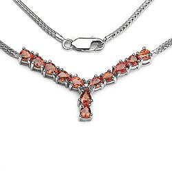 Orange Sapphire and Diamond Necklace