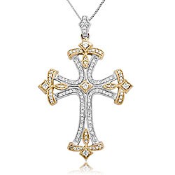 14k Gold 1/2ct TDW Diamond Cross Necklace (H-I, I1-I2)