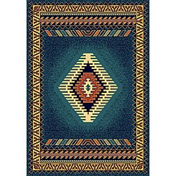 Alexa Omega Collection Southwestern Navajo Blue Rug (5'3 x 7'6)