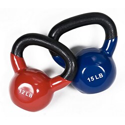 J Fit Premium 12 and 15-pound Vinyl Kettlebells (Set of 2)