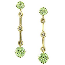 10k Yellow Gold Peridot/ Diamond Accent Earrings