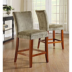 Parson Cherry Olive Polyester Fabric Chair (Set of 2)