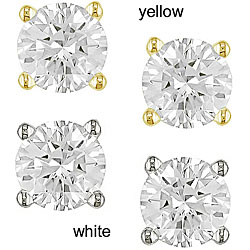 14k Gold 1/3ct TDW Round Premier Diamond Stud Earrings (G-H, SI1-SI2)
