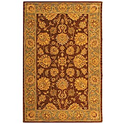 Handmade Heritage Kerman Brown/ Blue Wool Rug (6' x 9')
