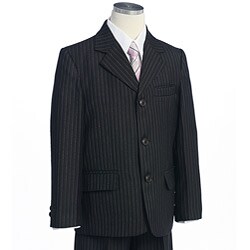 BJK Collections Boy's 6-piece Striped Black Suit