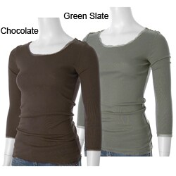 linQ Silk Trim Long Sleeve Fashion Top
