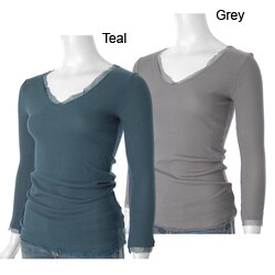 linQ Silk Trim Women's Waffle-knit Thermal Top