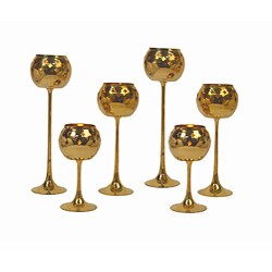 Brass Candleholders on Stem (Set of 6)