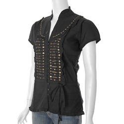 Cute Options Short-sleeve Beaded Blouse