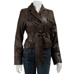 Identify Women's Belted Leather Jacket