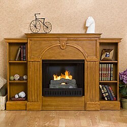 Luxemburg Oak Gel Fuel Bookcase Fireplace 