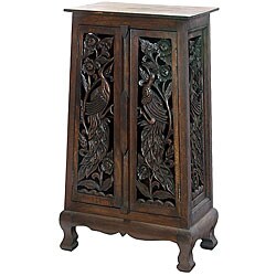 Hand-carved Bird Motif 40-inch Storage Cabinet