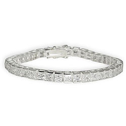 Simon Frank 14k White Gold Overlay CZ Princess Tennis Bracelet