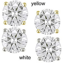 14k Gold 1 1/2ct TDW Round Traditional Diamond Stud Earrings (H-I, I1-I2)