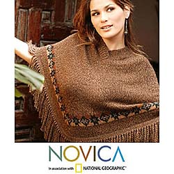 Alapaca Wool 'Andina' Poncho (Peru)