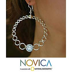 Sterling Silver 'Bubbly Blue' Topaz Earrings (Indonesia)