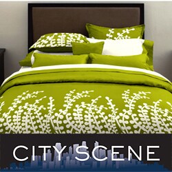 City Scene Branches Grass Green 7-piece Bed in a Bag with Sheet Set