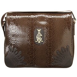 Christian Audigier Brown Leather Messenger Bag