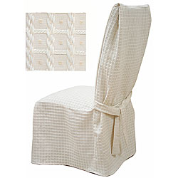 Cream Basketweave Dining Chair Slipcovers (Set of 2)
