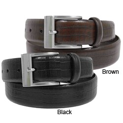 Joseph Abboud Men's Croc Print Leather Belt