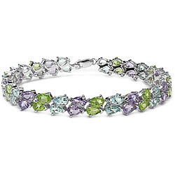 Sterling Silver Multi-gemstone Princess Bracelet