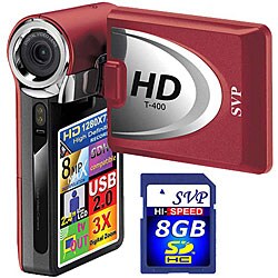 SVP T400 Red T400-R-8GB HD Camcorder and 8 GB Card