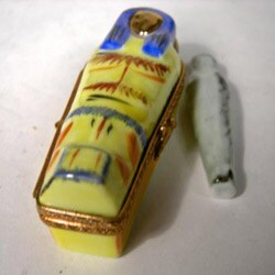 Limoges Mummy Case and Coffin Porcelain Keepsake Box