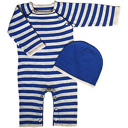 Tadpoles 2-piece Romper Set in Navy Stripe