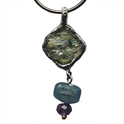 Kyanite and Amethyst Roman Glass Neclace (Israel)