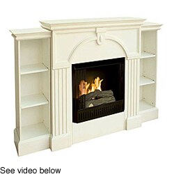 Luxemburg White Gel Fuel Fireplace with Bookcases
