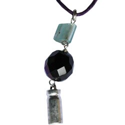 Roman Glass and Black Crystal Necklace (Israel)