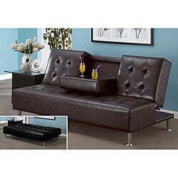 Leatherette Entertainment Futon Sofa Bed